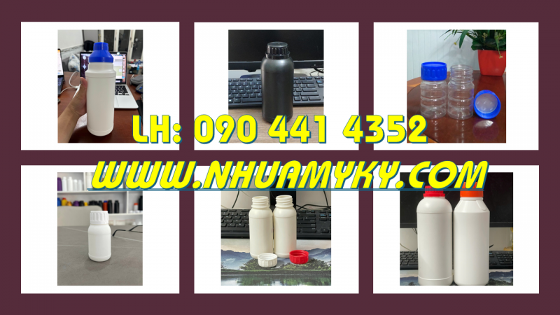 Chai vuông 1 lít, chai tròn 500ml có vạch chia, chai nhựa 250ml đựng hóa chất 