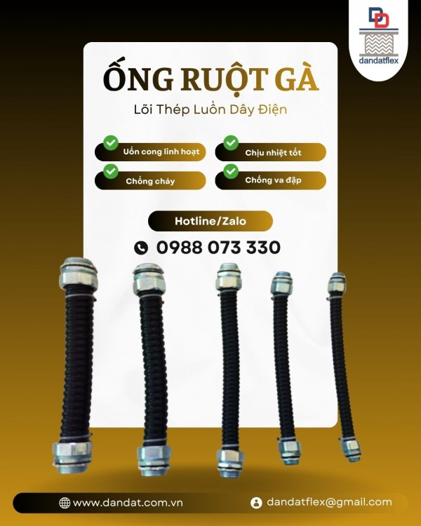 ỐNG RUỘT GÀ LUỒN DÂY ĐIỆN | ỐNG RUỘT GÀ LÕI THÉP BỌC NHỰA | ĐẦU NỐI ỐNG RUỘT GÀ