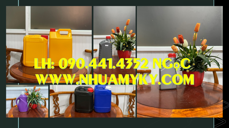 SX can nhựa 1 lít đựng mật ong, can tròn 2 lít đựng dầu dừa, can nhựa 5 lít đựng muối axit 