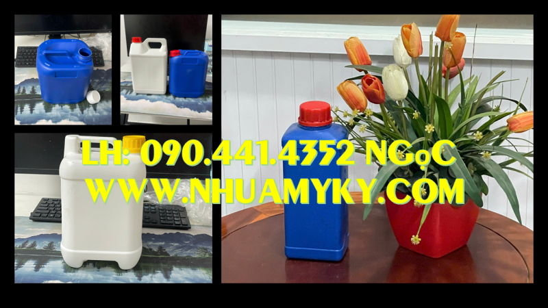 SX can nhựa 1 lít đựng mật ong, can tròn 2 lít đựng dầu dừa, can nhựa 5 lít đựng muối axit 