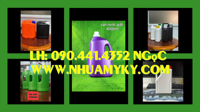 Can nhựa 2 lít đựng chất nhờn động cơ, can nhựa 5 lít đựng dung dịch lau chùi nội thất 