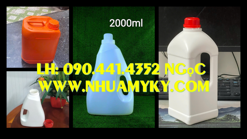 Can nhựa 2 lít đựng chất nhờn động cơ, can nhựa 5 lít đựng dung dịch lau chùi nội thất 