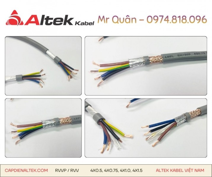 Altek Kabel: Cáp điều khiển 4 lõi mềm – Rvv, Rvvp