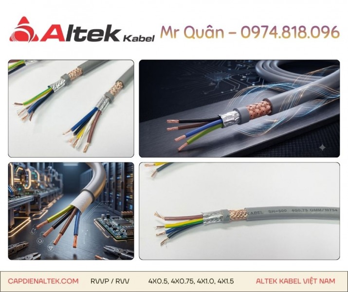 Altek Kabel: Cáp điều khiển 4 lõi mềm – Rvv, Rvvp
