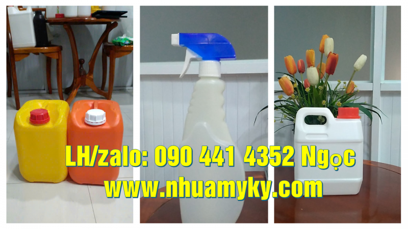 Bán can nhựa 2 lít đựng hóa chất dạng gel, can nhựa 5 lít đựng hóa chất có vòi nhấn 360 