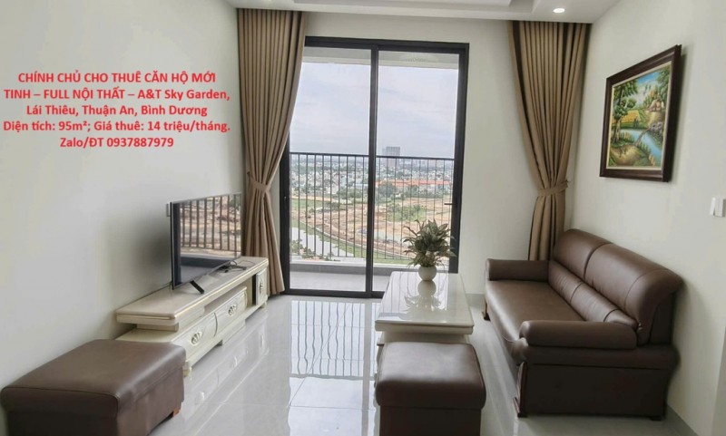 CHÍNH CHỦ CHO THUÊ CĂN HỘ MỚI TINH – FULL NỘI THẤT – A&T Sky Garden, Lái Thiêu, Thuận An, Bình Dương