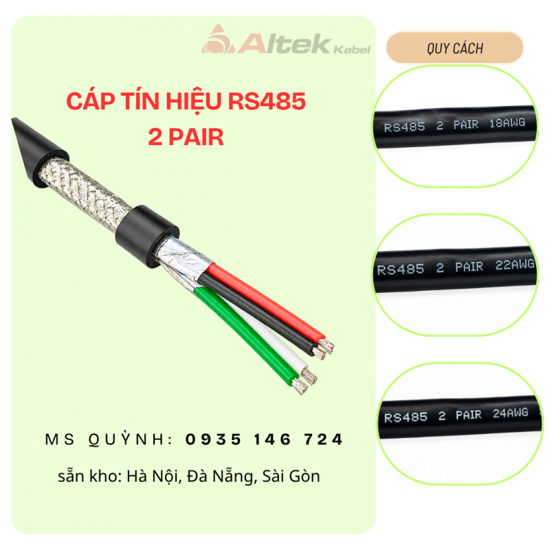 Cáp tín hiệu RS485 18awg, 22awg, 24awg