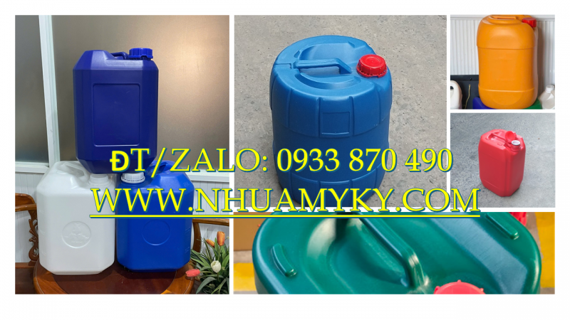 Can nhựa 20L đựng thuốc trừ sâu, thùng nhựa 22 lít đựng thuốc BVTV, can nhựa 25 lít vuông đựng axit 