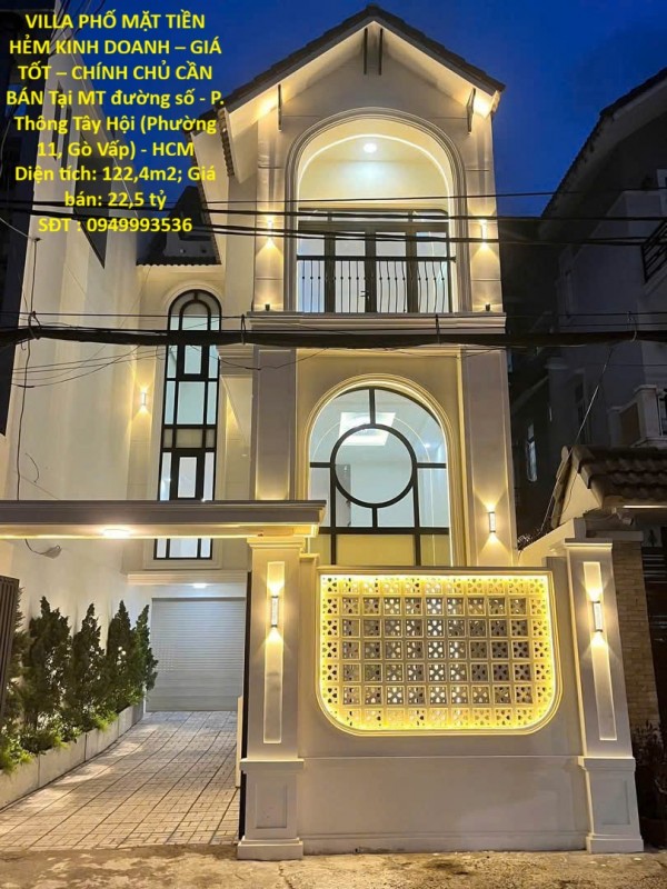 VILLA PHỐ MẶT TIỀN HẺM KINH DOANH – GIÁ TỐT – CHÍNH CHỦ CẦN BÁN Tại MT đường số - P. Thông Tây Hội