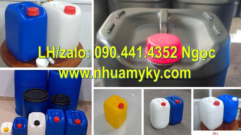 Can nhựa 25 lít vuông màu vàng, can nhựa 20 lít vuông loại tốt, can nhựa 10 lít dày đựng xăng 