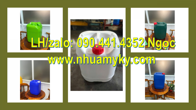 Can nhựa 25 lít vuông màu vàng, can nhựa 20 lít vuông loại tốt, can nhựa 10 lít dày đựng xăng 
