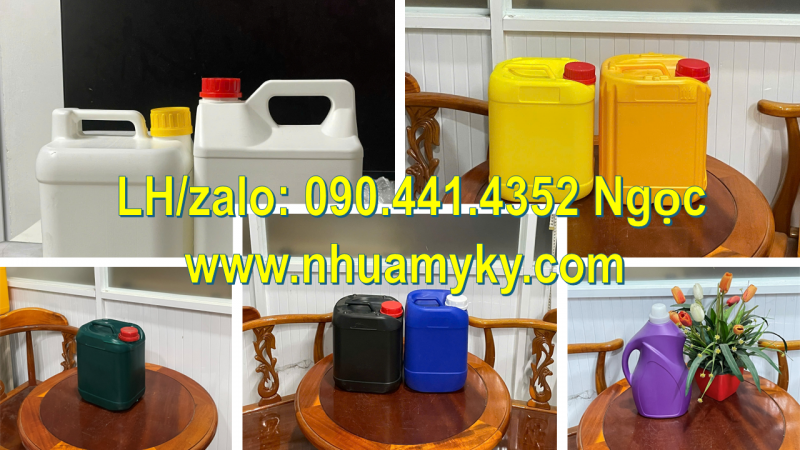 Gía can nhựa 2 lít đựng nước xả vải, can nhựa 1 lít đựng hóa chất cơ khí, can nhựa 500ml đựng dầu 
