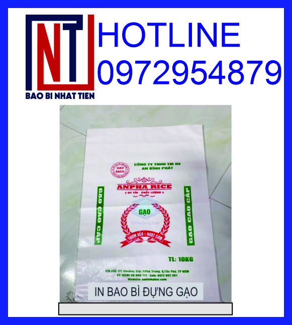 Bao PP dệt đựng gạo 10kg giá rẻ, in flexo