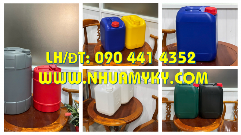 Can nhựa 25 lít đựng chất làm sạch bề mặt nội thất, can nhựa 20 lít đựng hóa chất thí nghiệm 