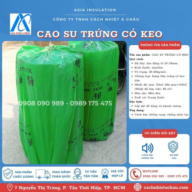 Cao su trứng có keo dán, cách âm, chống rung, chống cháy lan