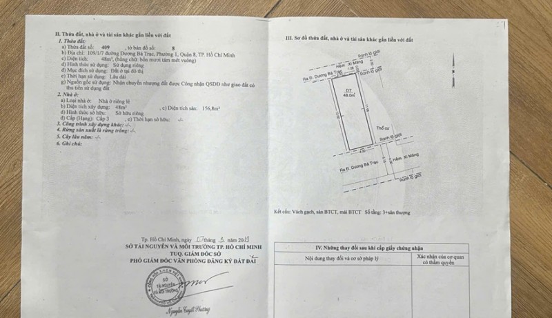HOT HOT CHÍNH CHỦ CẦN BÁN NHÀ VỊ TRÍ ĐẸP Tại 109/1/7 đường Dương Bá Trạc, Phường 1, Q.8, TP HCM