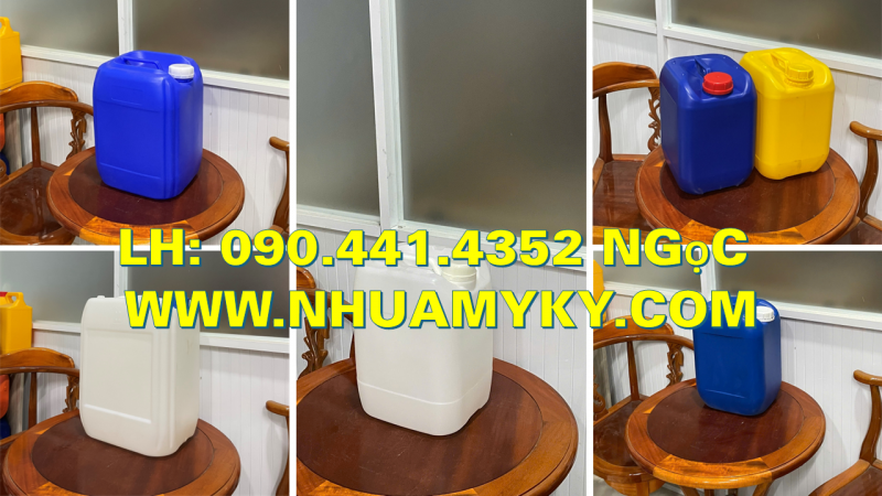 Can nhựa 20 lít đựng hóa chất lên men, thùng nhựa 25 lít đựng xăng, can nhựa 30 lít đựng dầu 