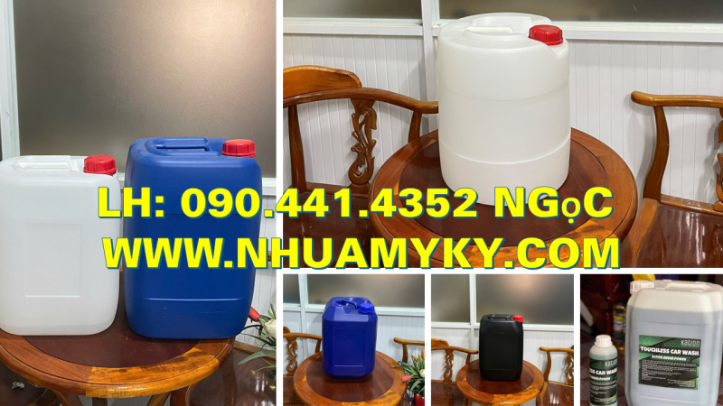 Can nhựa 20 lít đựng hóa chất lên men, thùng nhựa 25 lít đựng xăng, can nhựa 30 lít đựng dầu 