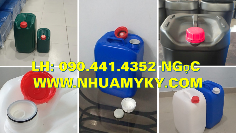 Thùng nhựa 20 lít đựng thuốc diệt sâu bọ, can nhựa 25 lít vuông trắng, can nhựa 30 lít xanh dày 