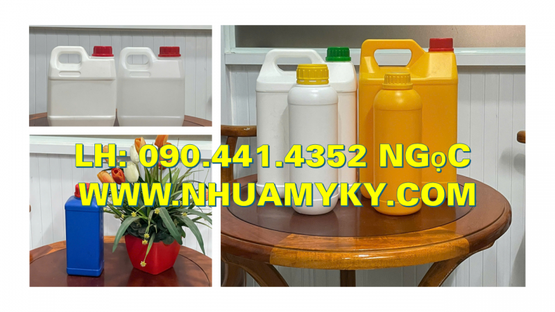Can nhựa 2 lít đựng thuốc BVTV, can nhựa 1 lít đựng dầu mù u, can nhựa 500ml đựng mật ong 