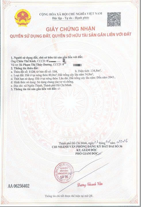 BÁN ĐẤT XÃ NGHĨA THÀNH, TP.HCM