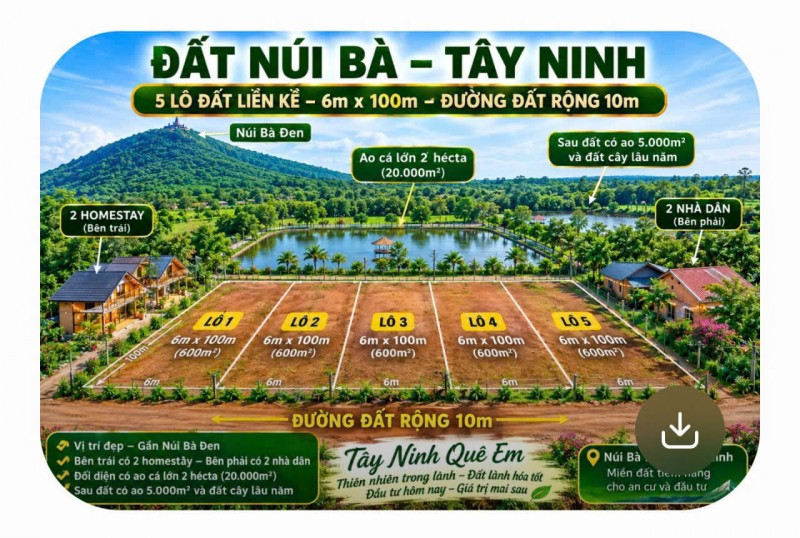 BÁN ĐẤT NÔNG NGHIỆP GIÁ RẺ – GẦN NÚI BÀ ĐEN, TÂY NINH CHỈ 350TR/ NỀN
