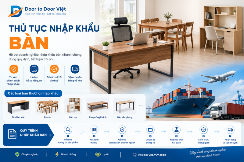 Thủ tục nhập khẩu bàn