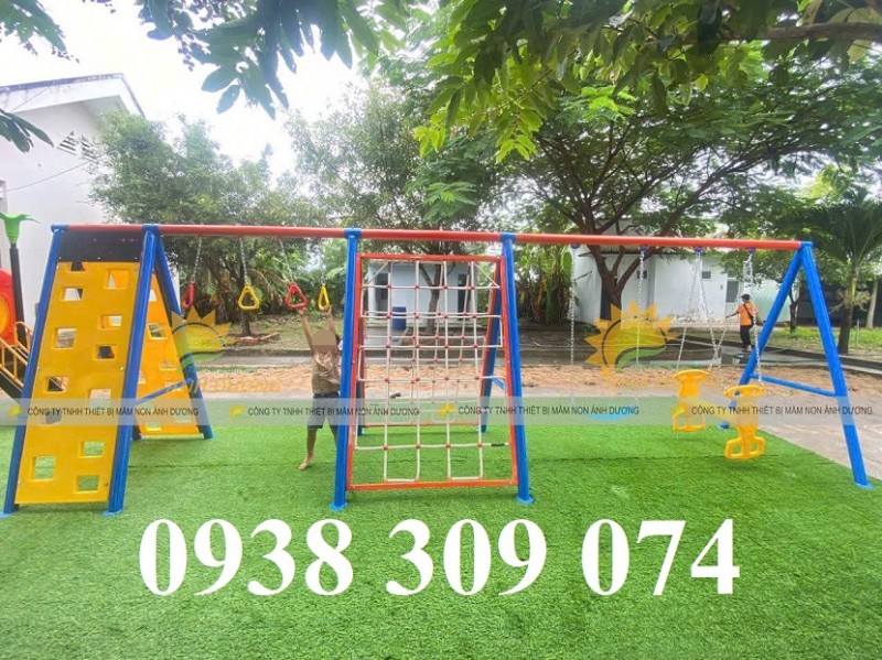 Thang leo cầu trượt xích đu liên hoàn, thang leo vận động mầm non