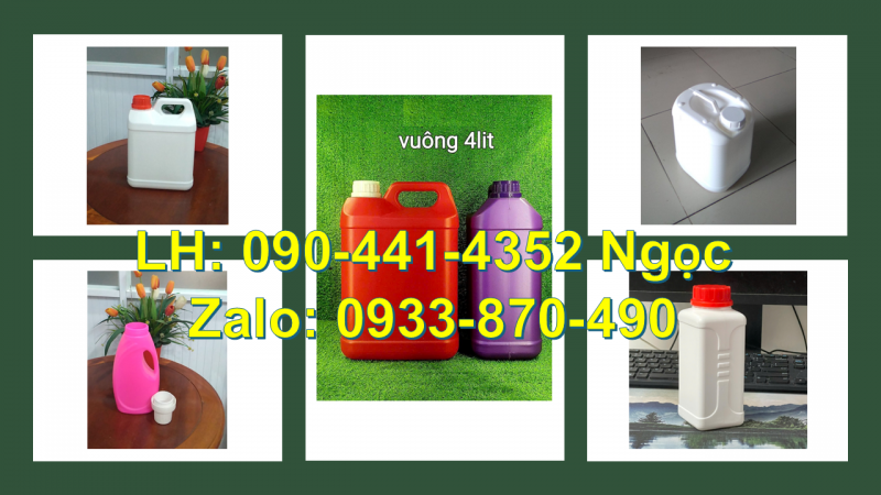 Gía can nhựa 1 lít đựng thuốc diệt cỏ, vỏ can nhựa 2 lít quai tròn, can nhựa 5 lít vuông có vạch chi