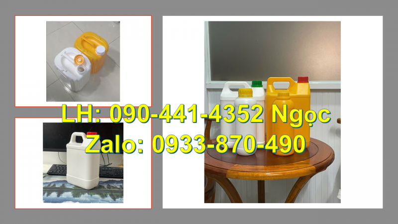 Gía can nhựa 1 lít đựng thuốc diệt cỏ, vỏ can nhựa 2 lít quai tròn, can nhựa 5 lít vuông có vạch chi