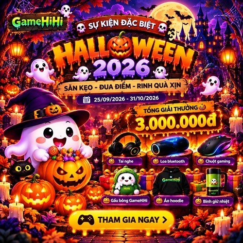 Sự kiện Halloween trên GameHiHi, chơi game đổi quà thật đến 3 triệu đồng