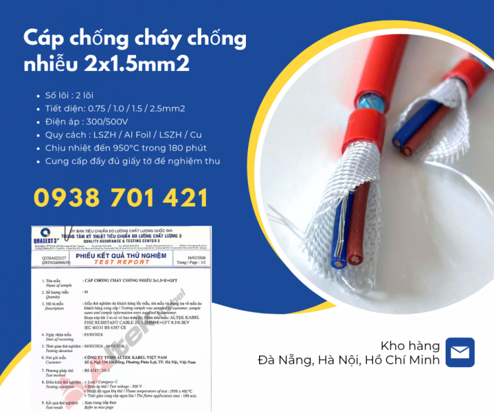 Cáp chống cháy chống nhiễu 2x1.5mm² Altek Kabel FR215GFT – Cáp chống cháy cho hệ thống báo cháy