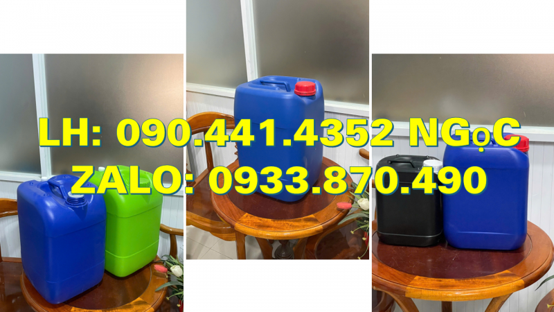 Thùng nhựa 20 lít vuông trắng, can 25 lít vuông đựng chất tẩy hóa mạnh, can nhựa 30 lít dày 