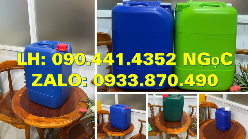 Thùng nhựa 20 lít vuông trắng, can 25 lít vuông đựng chất tẩy hóa mạnh, can nhựa 30 lít dày 