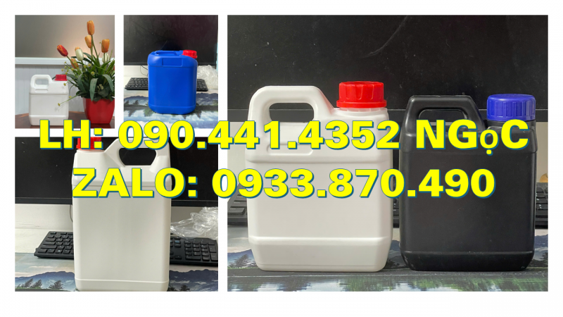 Bình nhựa 5 lít đựng nhiên liệu dự trữ, can nhựa 1 lít đựng nước rửa tay, can 500ml đựng nước lau sà