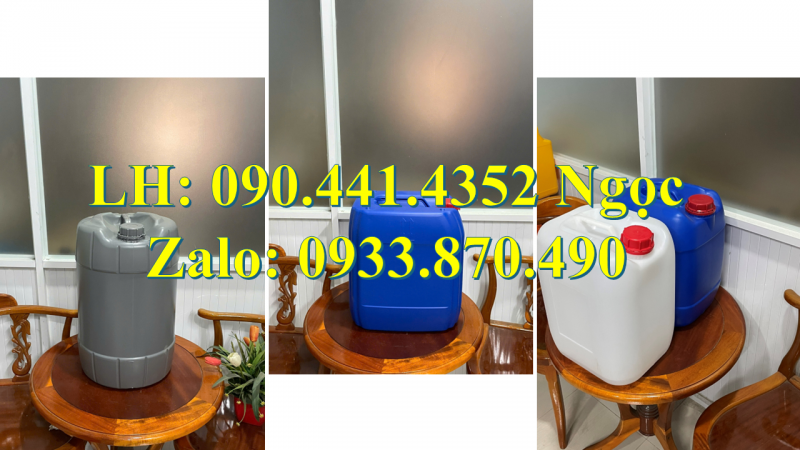 Can nhựa 20 lít đựng chất tẩy hóa học, can nhựa 25 lít màu vàng, can vuông 30 lít đựng hóa chất 