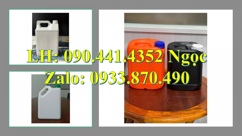 Vỏ can nhựa 1 lít vuông, can nhựa 2 lít tròn, bình nhựa 5 lít vuông đựng hóa chất 