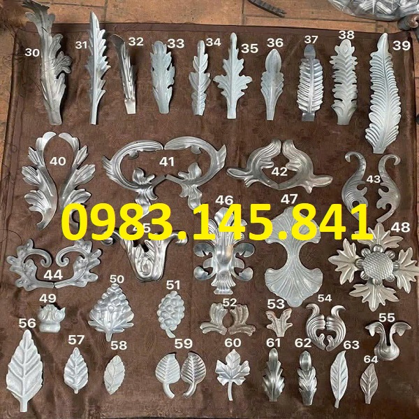 Hoa lá tôn dập, phụ kiện trang trí cổng, cửa sắt mỹ thuật