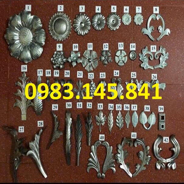 Hoa lá tôn dập, phụ kiện trang trí cổng, cửa sắt mỹ thuật