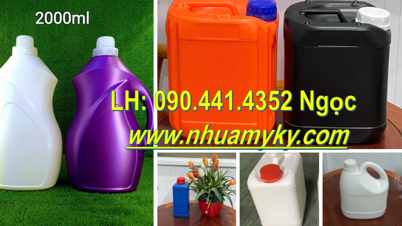Bình nhựa 1 lít đựng hóa chất, can nhựa 2 lít vuông đựng dung dịch rửa vết thương
