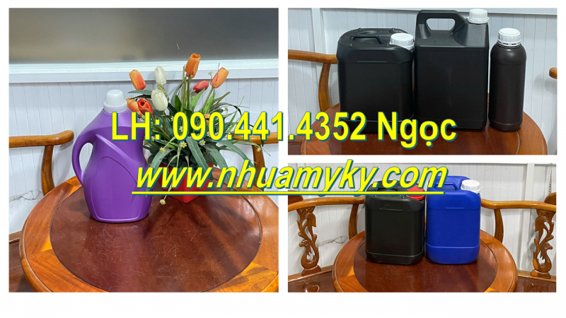 Gía can nhựa 0.5 lít đựng thuốc trừ sâu, can 1 lít đựng hóa chất, can nhựa 2 lít đựng hương liệu