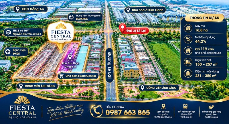 FIESTA CENTRAL BÌNH DƯƠNG – 0987663865 TRONG LÕI KCN PHÍA BẮC HCM CHỈ TỪ 4 TỶ/CĂN