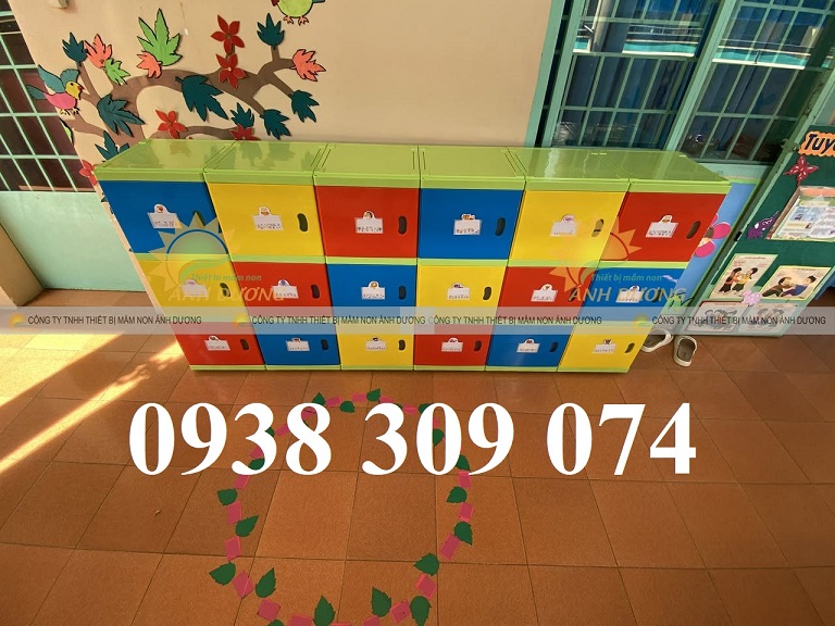Tủ nhựa đựng balo mầm non, tủ đựng cặp của trẻ bằng nhựa cao cấp lắp ráp