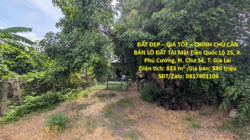 ĐẤT ĐẸP – GIÁ TỐT – CHÍNH CHỦ CẦN BÁN LÔ ĐẤT TẠI Mặt Tiền Quốc Lộ 25, X. Phú Cường, H. Chư Sê, T.