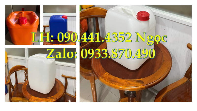 Thùng nhựa 25 lít tròn, can nhựa 25 lít vuông dày, can nhựa 25 lít đựng hóa chất thoát khí 