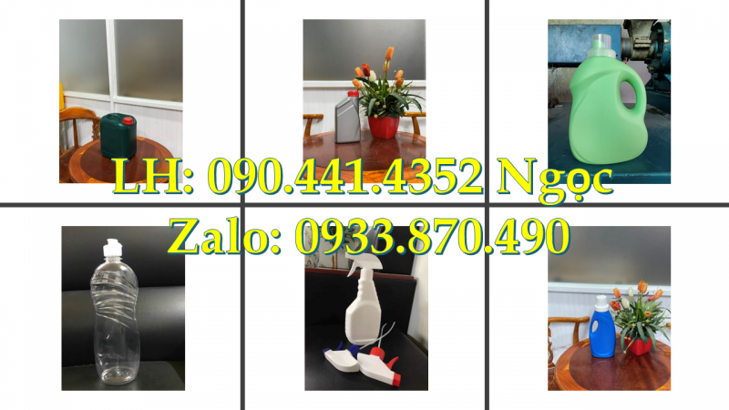 Can nhựa 1L mới, can nhựa 2L vuông, bình nhựa 5L đựng hóa chất vuông 