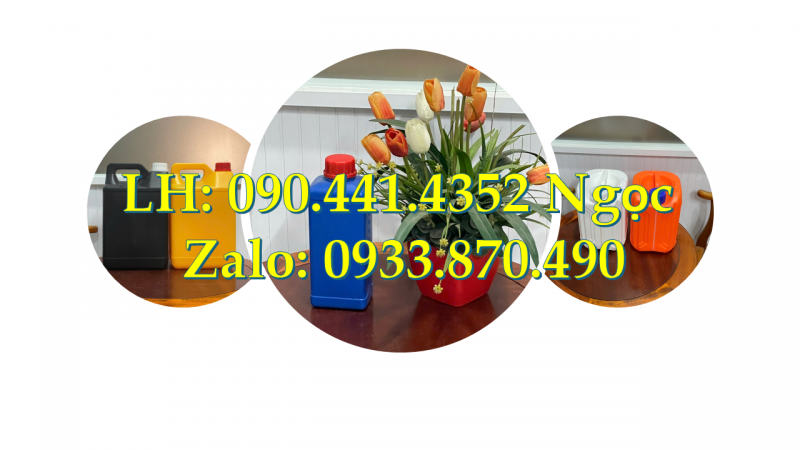 Can nhựa 1L mới, can nhựa 2L vuông, bình nhựa 5L đựng hóa chất vuông 