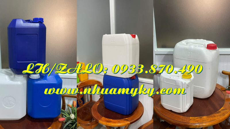 Can nhựa 25 lít màu xanh lá, can nhựa 20L vuông đựng hóa chất y tế chất lượng tốt 