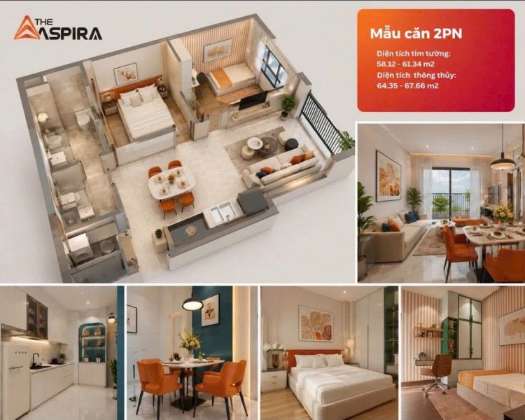 Căn hộ 2PN 66m2 gần Vành đai 3, Metro số 1, vốn ban đầu chỉ 680 triệu, hỗ trợ lãi suất 36 tháng