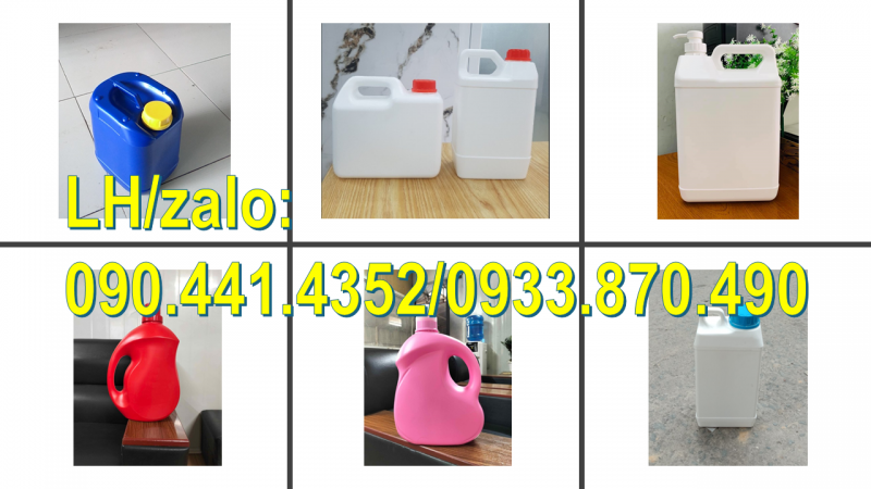 Can nhựa 5 lít đựng thuốc diệt côn trùng, can vuông 2 lít đựng hóa chất, can tròn 1 lít đựng chất lỏ
